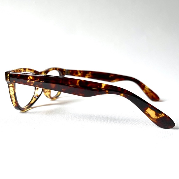 Vintage +3.25 WIDE FIT Reading Glasses Tortoise Handsome Rectangular Horn Rimmed - Picture 5 of 13